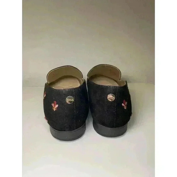 Circus By Sam Edelman Loafers Harlem-1 Black Sz 9 Faux Suede Embroidered Flowers - Picture 4 of 14